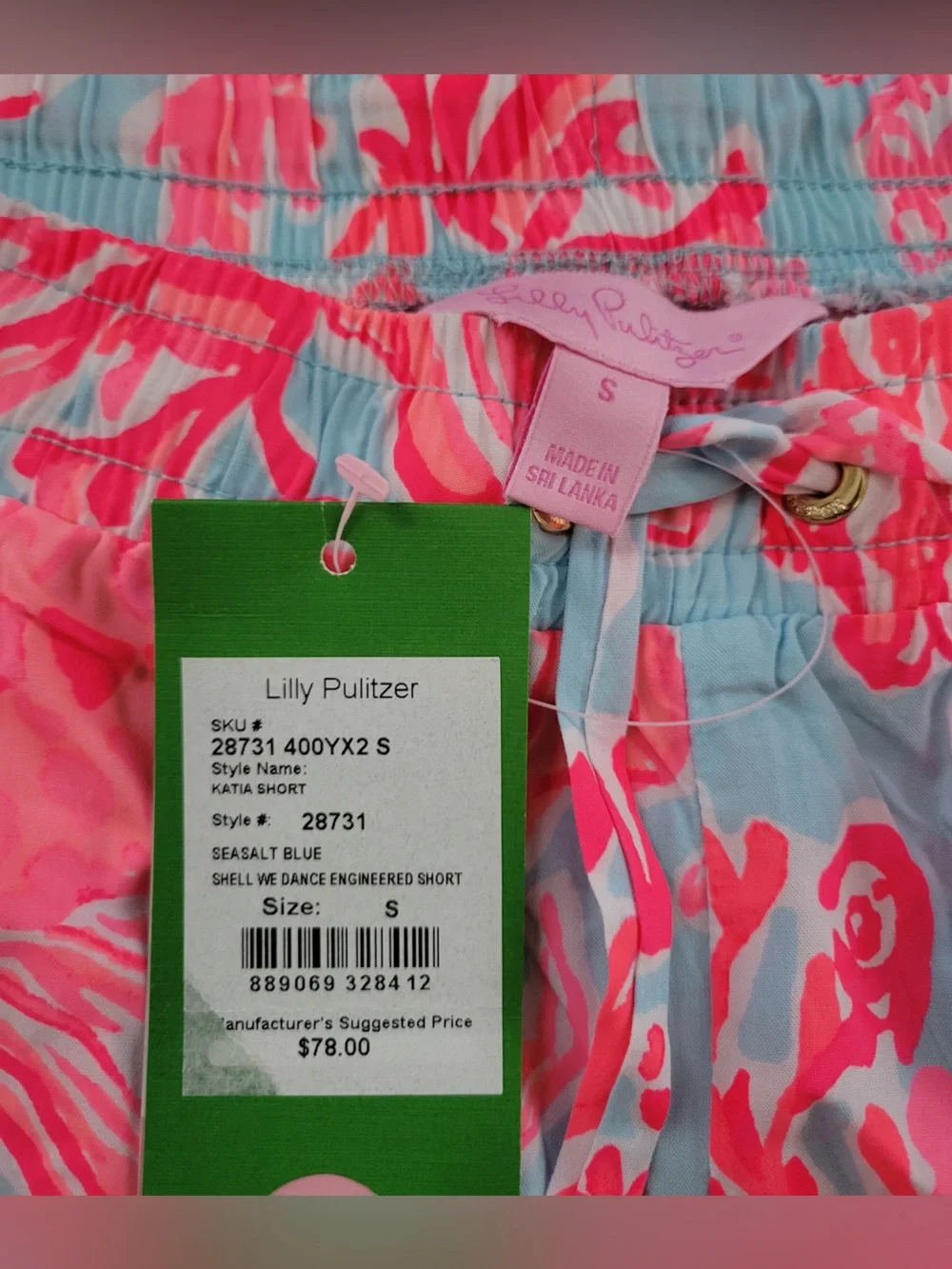 Lilly Pulitzer Katia Shorts Shell We Dance Engineered Seasalt Blue Size S-NWT - Picture 7 of 7